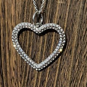 3/$18 Heart Necklace Made With Swarovski Crystal - New - Lot 689